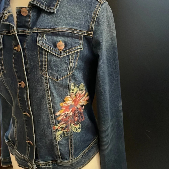 Nanette Lepore Embroidered Floral Denim Jacket Size S - Picture 3 of 14